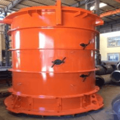 Fabricated orange industrial cylinder structure